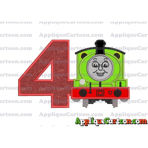 Percy the Train Applique 02 Embroidery Design Birthday Number 4