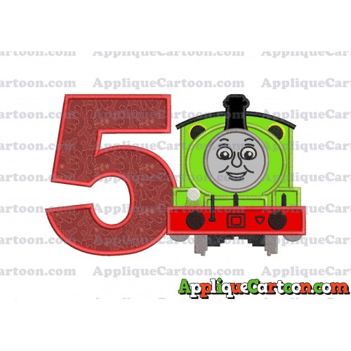 Percy the Train Applique 02 Embroidery Design Birthday Number 5