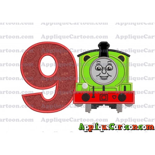 Percy the Train Applique 02 Embroidery Design Birthday Number 9
