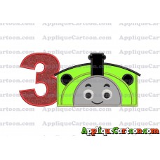 Percy the Train Applique Embroidery Design Birthday Number 3