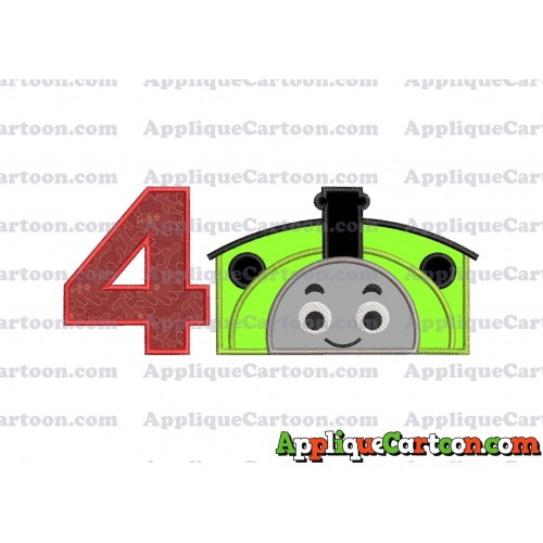 Percy the Train Applique Embroidery Design Birthday Number 4