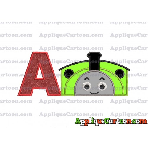 Percy the Train Applique Embroidery Design With Alphabet A