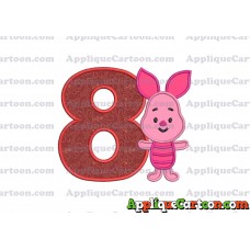 Piglet Winnie the Pooh Applique Embroidery Design Birthday Number 8