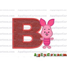 Piglet Winnie the Pooh Applique Embroidery Design With Alphabet B