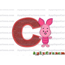 Piglet Winnie the Pooh Applique Embroidery Design With Alphabet C