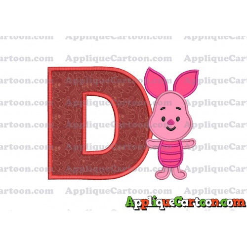 Piglet Winnie the Pooh Applique Embroidery Design With Alphabet D