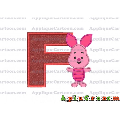 Piglet Winnie the Pooh Applique Embroidery Design With Alphabet F