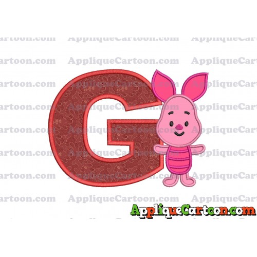 Piglet Winnie the Pooh Applique Embroidery Design With Alphabet G