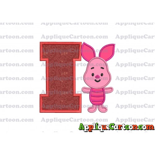 Piglet Winnie the Pooh Applique Embroidery Design With Alphabet I