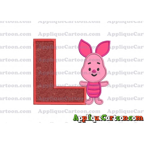 Piglet Winnie the Pooh Applique Embroidery Design With Alphabet L