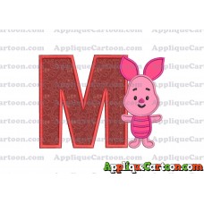 Piglet Winnie the Pooh Applique Embroidery Design With Alphabet M