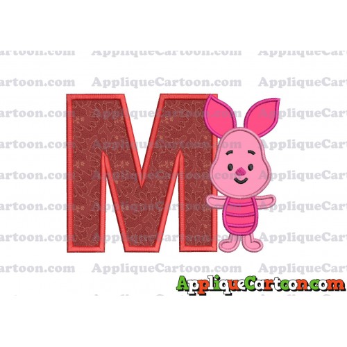 Piglet Winnie the Pooh Applique Embroidery Design With Alphabet M