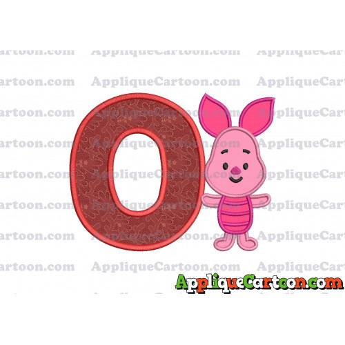 Piglet Winnie the Pooh Applique Embroidery Design With Alphabet O