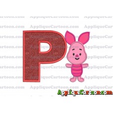 Piglet Winnie the Pooh Applique Embroidery Design With Alphabet P