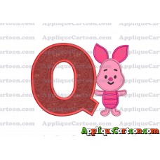 Piglet Winnie the Pooh Applique Embroidery Design With Alphabet Q