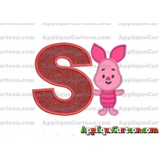 Piglet Winnie the Pooh Applique Embroidery Design With Alphabet S
