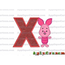 Piglet Winnie the Pooh Applique Embroidery Design With Alphabet X