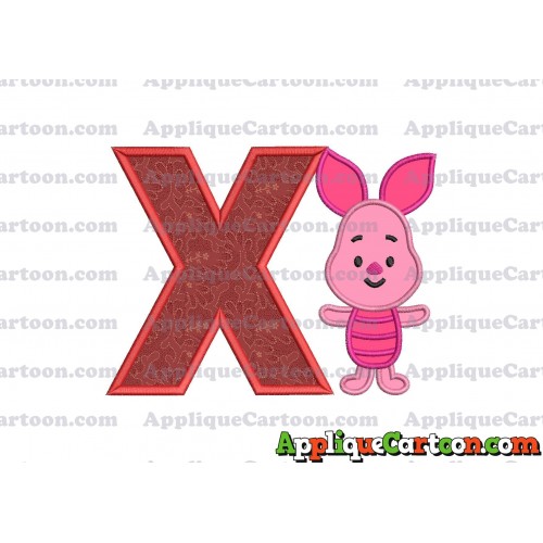 Piglet Winnie the Pooh Applique Embroidery Design With Alphabet X