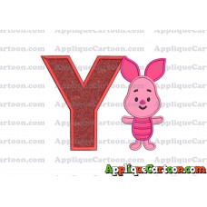 Piglet Winnie the Pooh Applique Embroidery Design With Alphabet Y