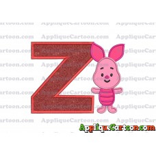 Piglet Winnie the Pooh Applique Embroidery Design With Alphabet Z