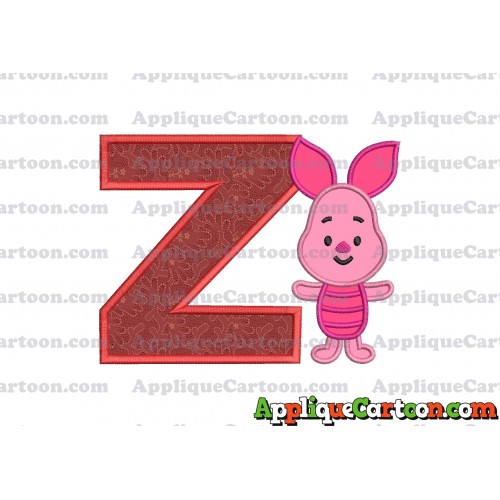 Piglet Winnie the Pooh Applique Embroidery Design With Alphabet Z