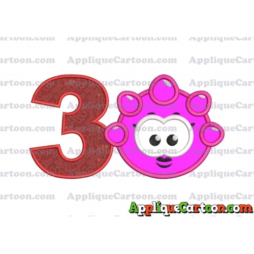 Pink Jelly Applique Embroidery Design Birthday Number 3
