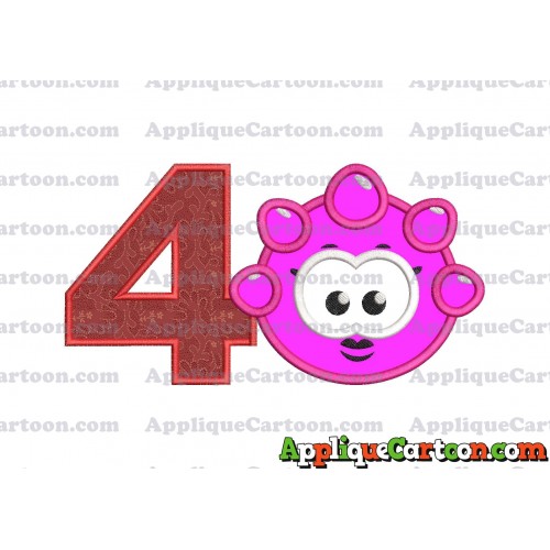 Pink Jelly Applique Embroidery Design Birthday Number 4