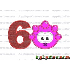Pink Jelly Applique Embroidery Design Birthday Number 6