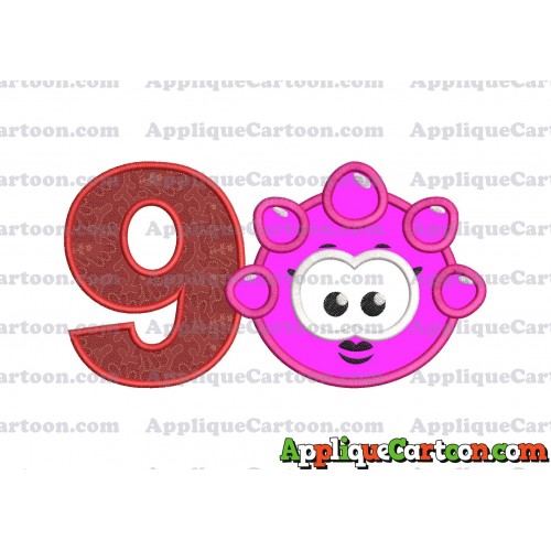 Pink Jelly Applique Embroidery Design Birthday Number 9