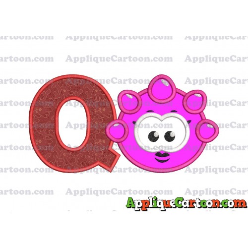Pink Jelly Applique Embroidery Design With Alphabet Q