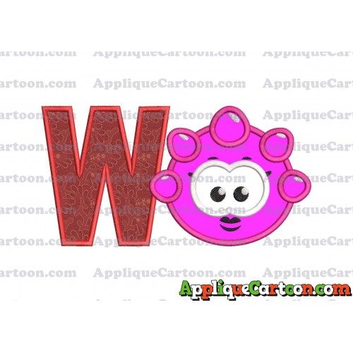 Pink Jelly Applique Embroidery Design With Alphabet W
