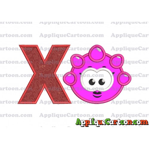 Pink Jelly Applique Embroidery Design With Alphabet X