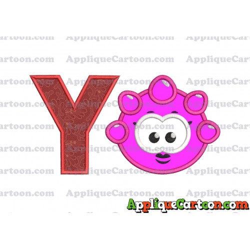 Pink Jelly Applique Embroidery Design With Alphabet Y