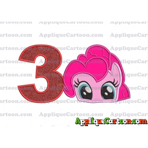 Pinky Pie My Little Pony Applique Embroidery Design Birthday Number 3