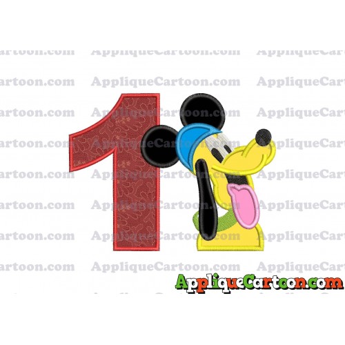Pluto Mickey Mouse Applique Embroidery Design Birthday Number 1