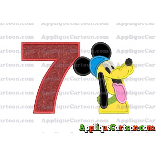 Pluto Mickey Mouse Applique Embroidery Design Birthday Number 7