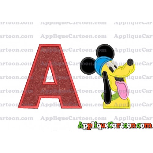 Pluto Mickey Mouse Applique Embroidery Design With Alphabet A