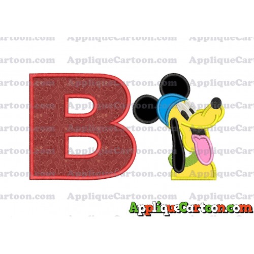 Pluto Mickey Mouse Applique Embroidery Design With Alphabet B