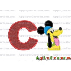 Pluto Mickey Mouse Applique Embroidery Design With Alphabet C