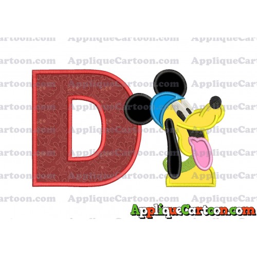 Pluto Mickey Mouse Applique Embroidery Design With Alphabet D