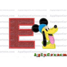 Pluto Mickey Mouse Applique Embroidery Design With Alphabet E