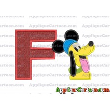 Pluto Mickey Mouse Applique Embroidery Design With Alphabet F