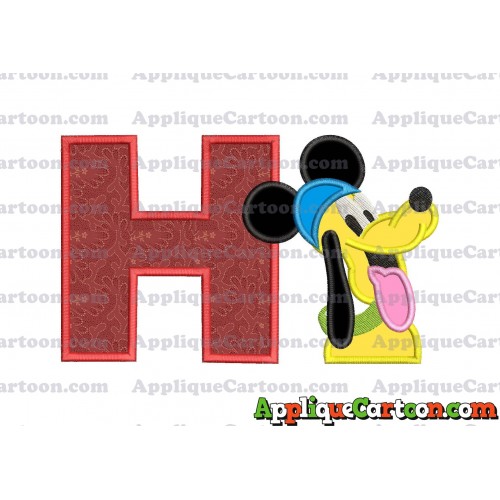 Pluto Mickey Mouse Applique Embroidery Design With Alphabet H