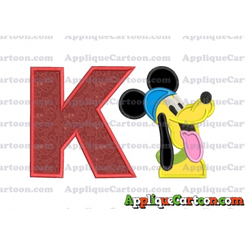 Pluto Mickey Mouse Applique Embroidery Design With Alphabet K