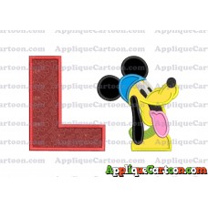 Pluto Mickey Mouse Applique Embroidery Design With Alphabet L