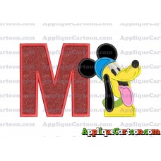 Pluto Mickey Mouse Applique Embroidery Design With Alphabet M