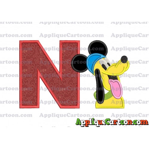Pluto Mickey Mouse Applique Embroidery Design With Alphabet N