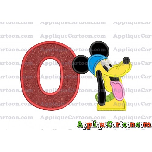 Pluto Mickey Mouse Applique Embroidery Design With Alphabet O