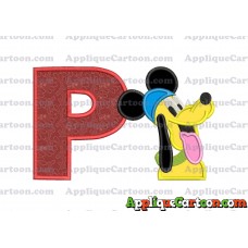 Pluto Mickey Mouse Applique Embroidery Design With Alphabet P