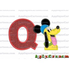 Pluto Mickey Mouse Applique Embroidery Design With Alphabet Q